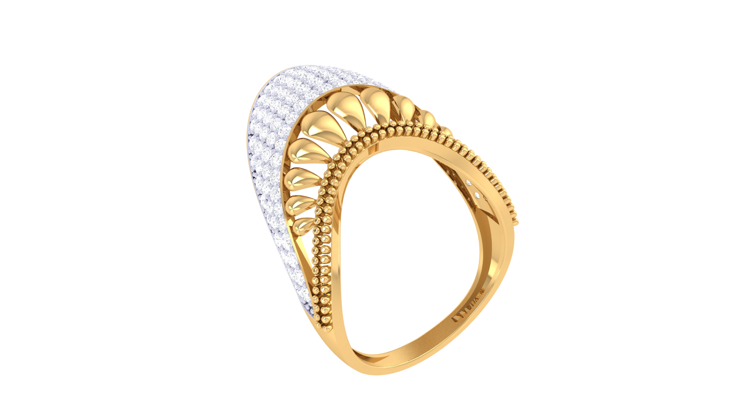 Lumiere Regalia Lace Ring In Gold – 0.77 Ct Round Diamonds
