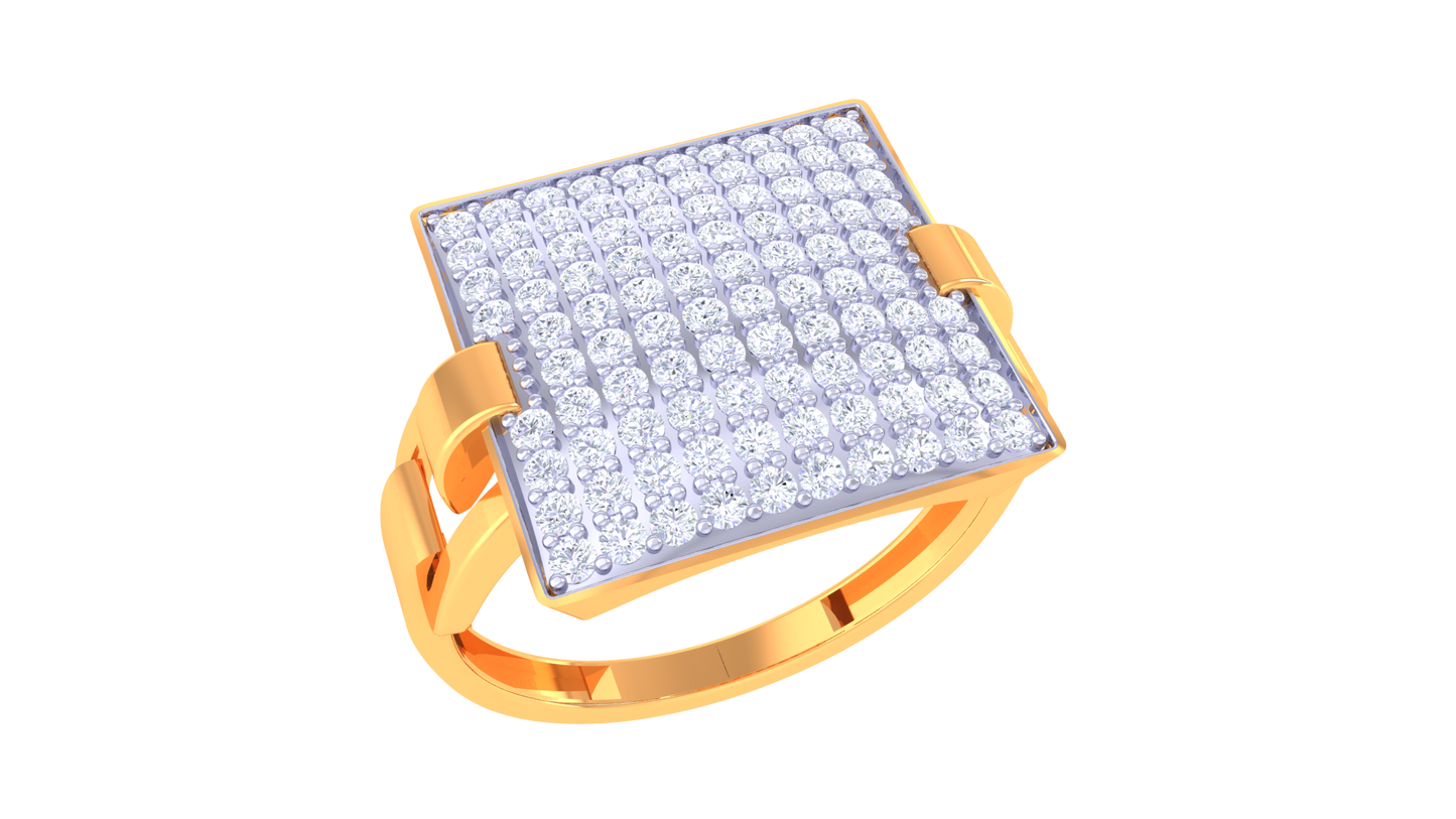 Éclat Carreau Audacieux – 0.79 Ct Round Diamond Gold Ring