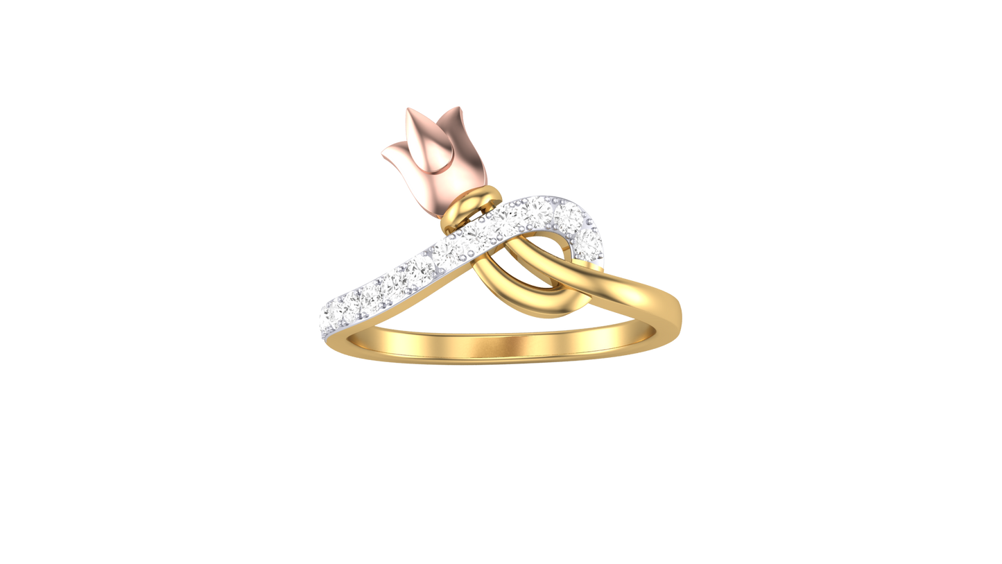 Lumiere Floral Accent Rose Gold  Ring - 0.23 Ct Round Diamonds