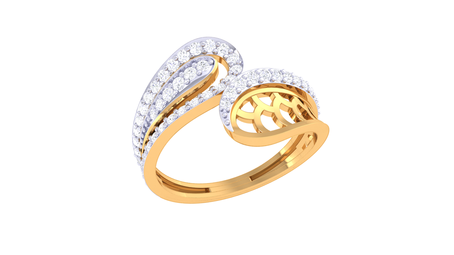Lumiere Dual Harmony Ring In Gold - 0.43 Ct Round Brilliant Cut Diamonds Pave