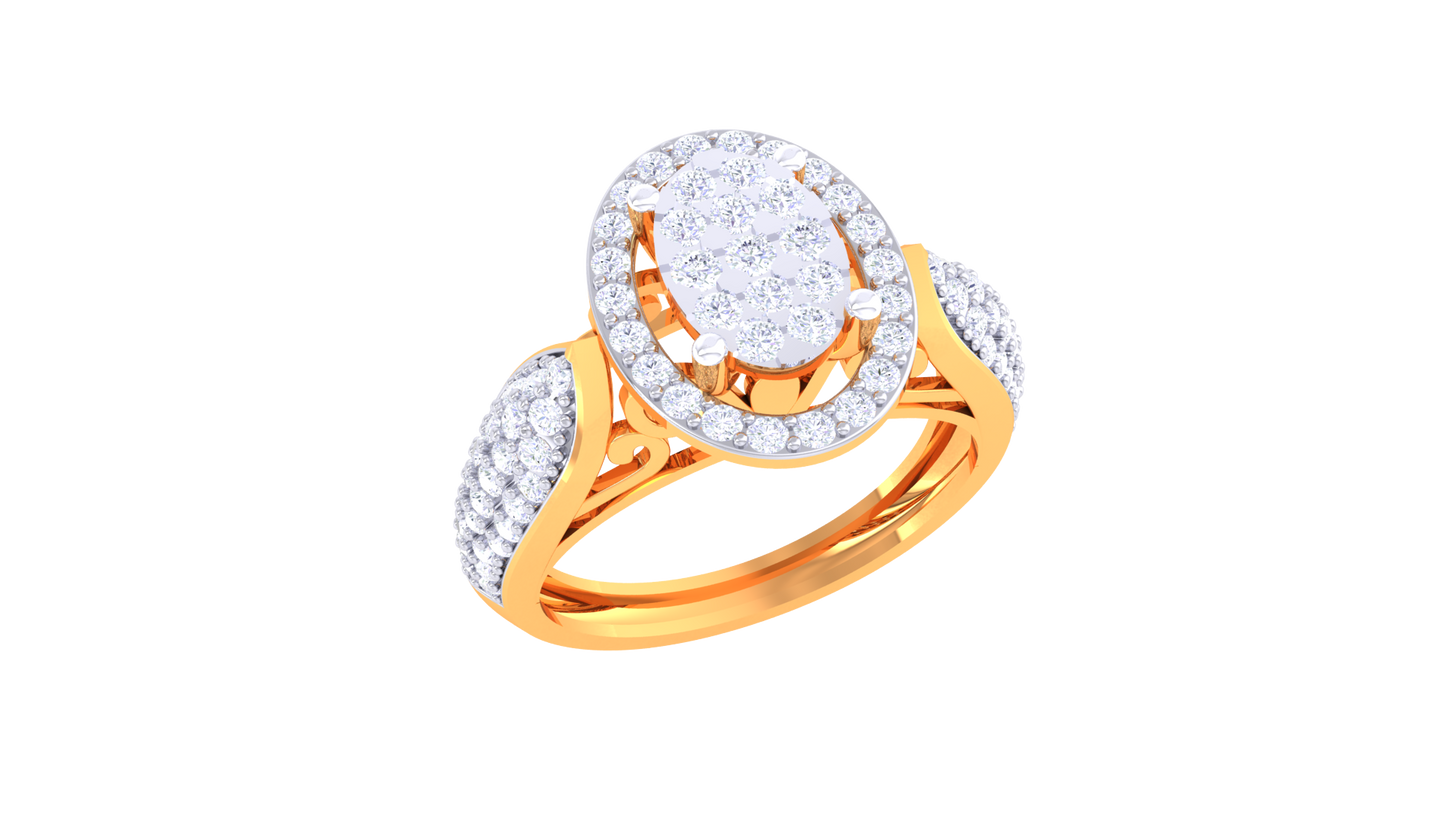 Trilune Sphère Astrale – 0.76 Ct Ovel Diamond Gold Ring