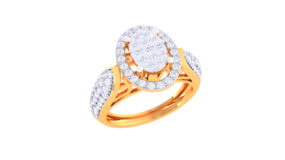 Trilune Sphère Astrale – 0.76 Ct Ovel Diamond Gold Ring