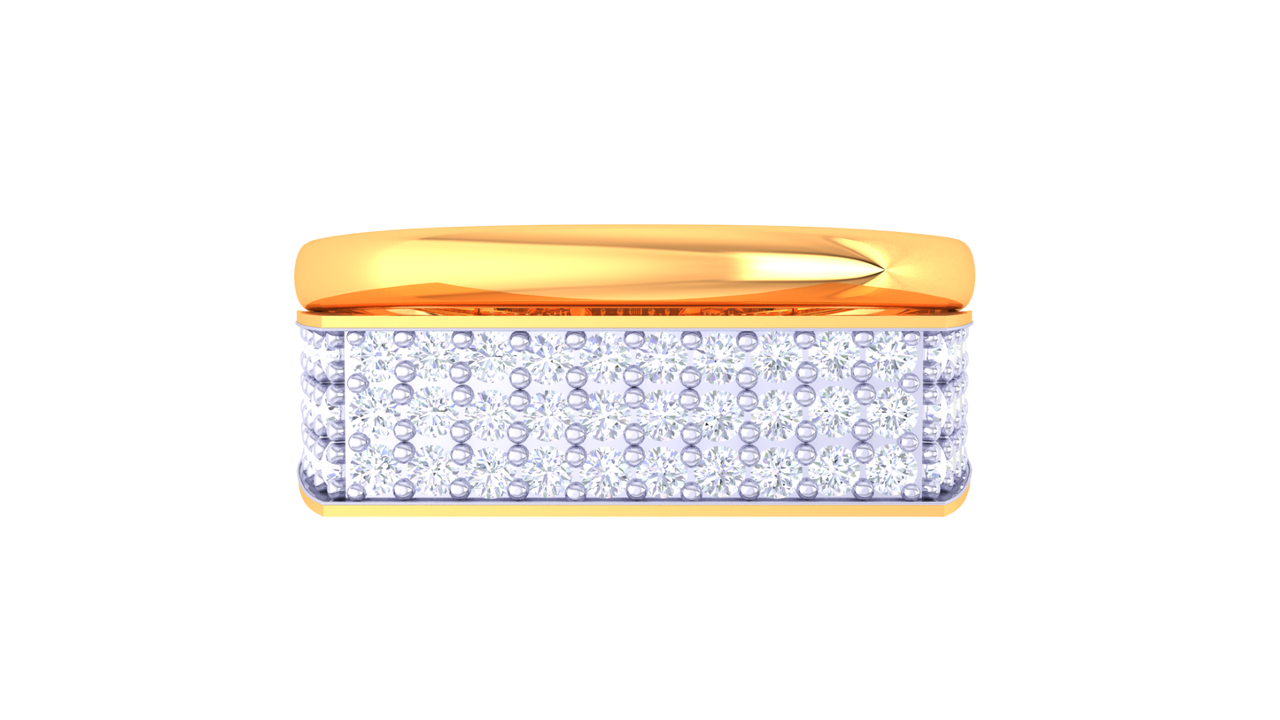 Iconique Linear Brilliance Band – 0.74ct Pavé Diamond Gold Ring