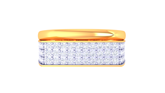 Iconique Linear Brilliance Band – 0.74ct Pavé Diamond Gold Ring