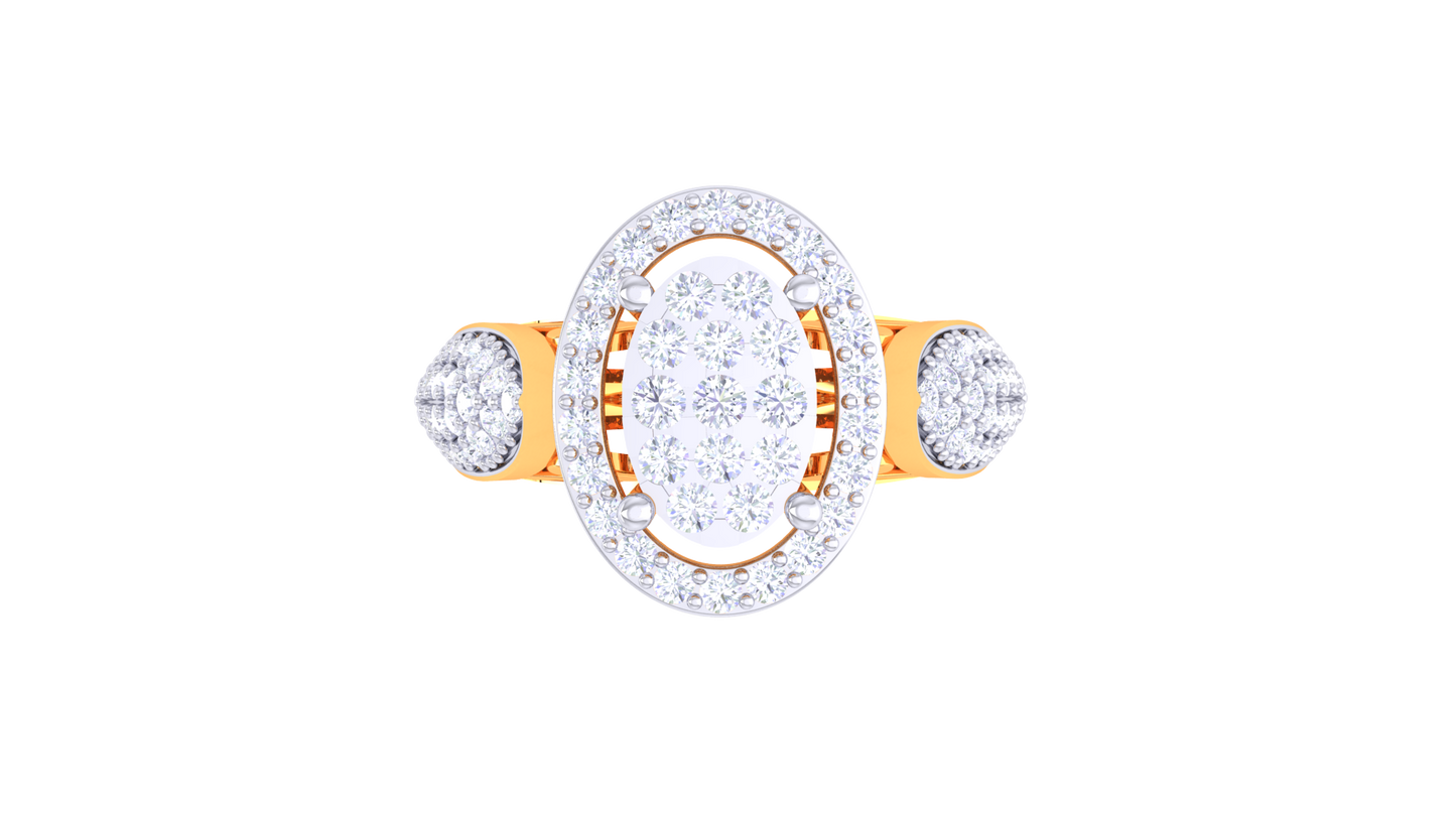 Trilune Sphère Astrale – 0.76 Ct Ovel Diamond Gold Ring
