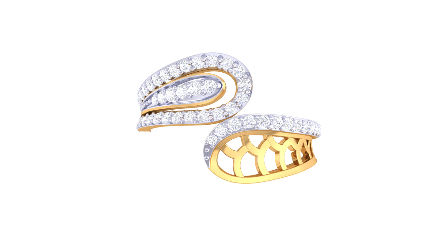 Lumiere Dual Harmony Ring In Gold - 0.43 Ct Round Brilliant Cut Diamonds Pave