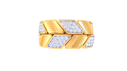 Éclat Chevron Parallèle – 0.43 Ct Round Diamond Gold Ring