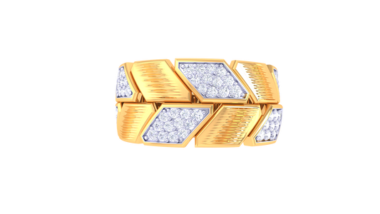 Éclat Chevron Parallèle – 0.43 Ct Round Diamond Gold Ring