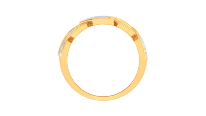 Éclat Chevron Parallèle – 0.43 Ct Round Diamond Gold Ring