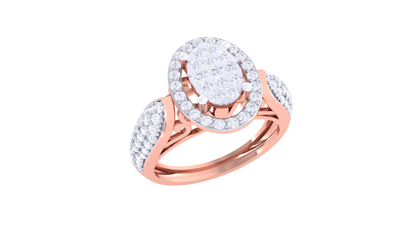 Trilune Sphère Astrale – 0.76 Ct Ovel Diamond Gold Ring