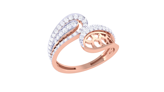 Lumiere Dual Harmony Ring In Gold - 0.43 Ct Round Brilliant Cut Diamonds Pave