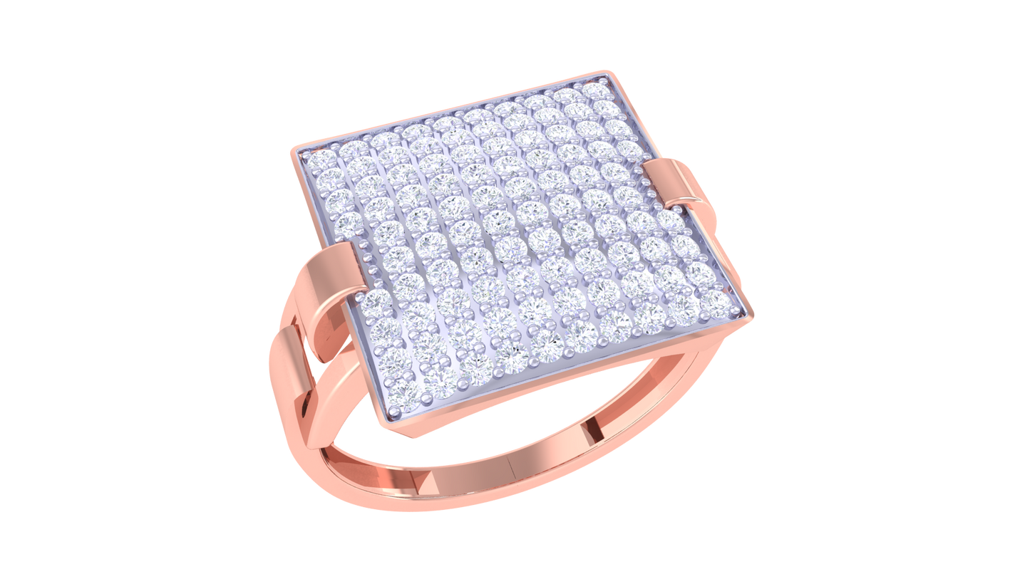 Éclat Carreau Audacieux – 0.79 Ct Round Diamond Gold Ring