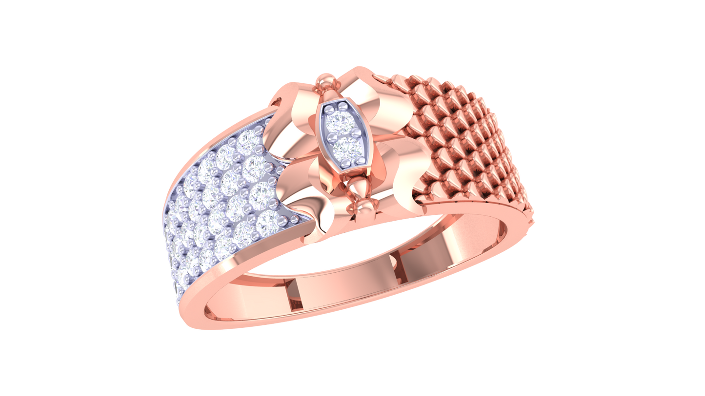Iconique Honeycomb Spark Band – 0.43 Ct Regal Pavé Diamond Gold Ring
