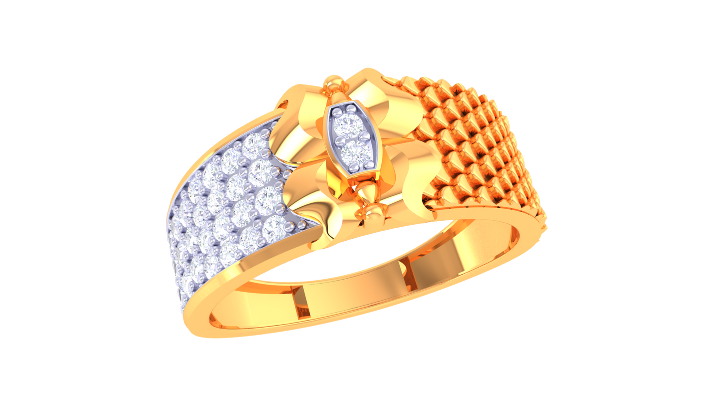 Iconique Honeycomb Spark Band – 0.43 Ct Regal Pavé Diamond Gold Ring