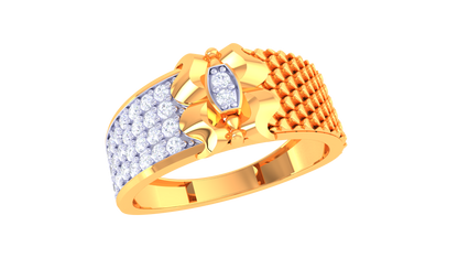 Iconique Honeycomb Spark Band – 0.43 Ct Regal Pavé Diamond Gold Ring