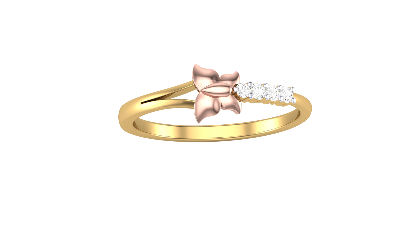 Lumiere Floral Harmony Ring - 0.06 Ct Round Cut Diamons In Gold