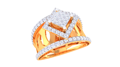 Éclat Carré Illustre – 0.64 Ct Princess Cut Diamond Gold Ring