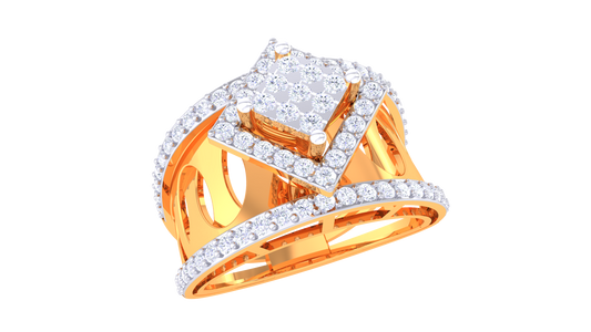 Éclat Carré Illustre – 0.64 Ct Princess Cut Diamond Gold Ring