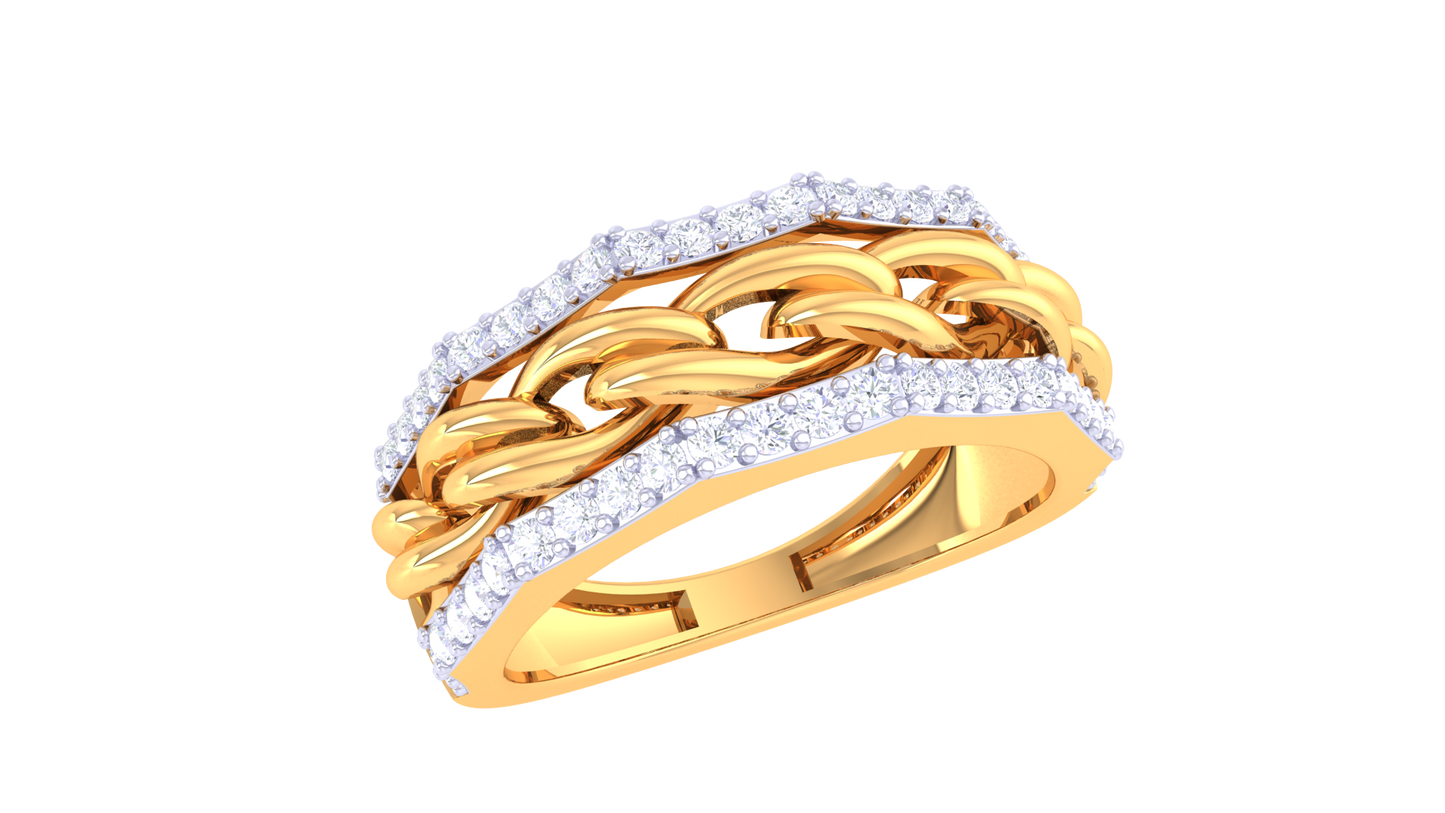 Artisan Tressé Élégance – 0.49 Ct Round Diamond Gold Ring