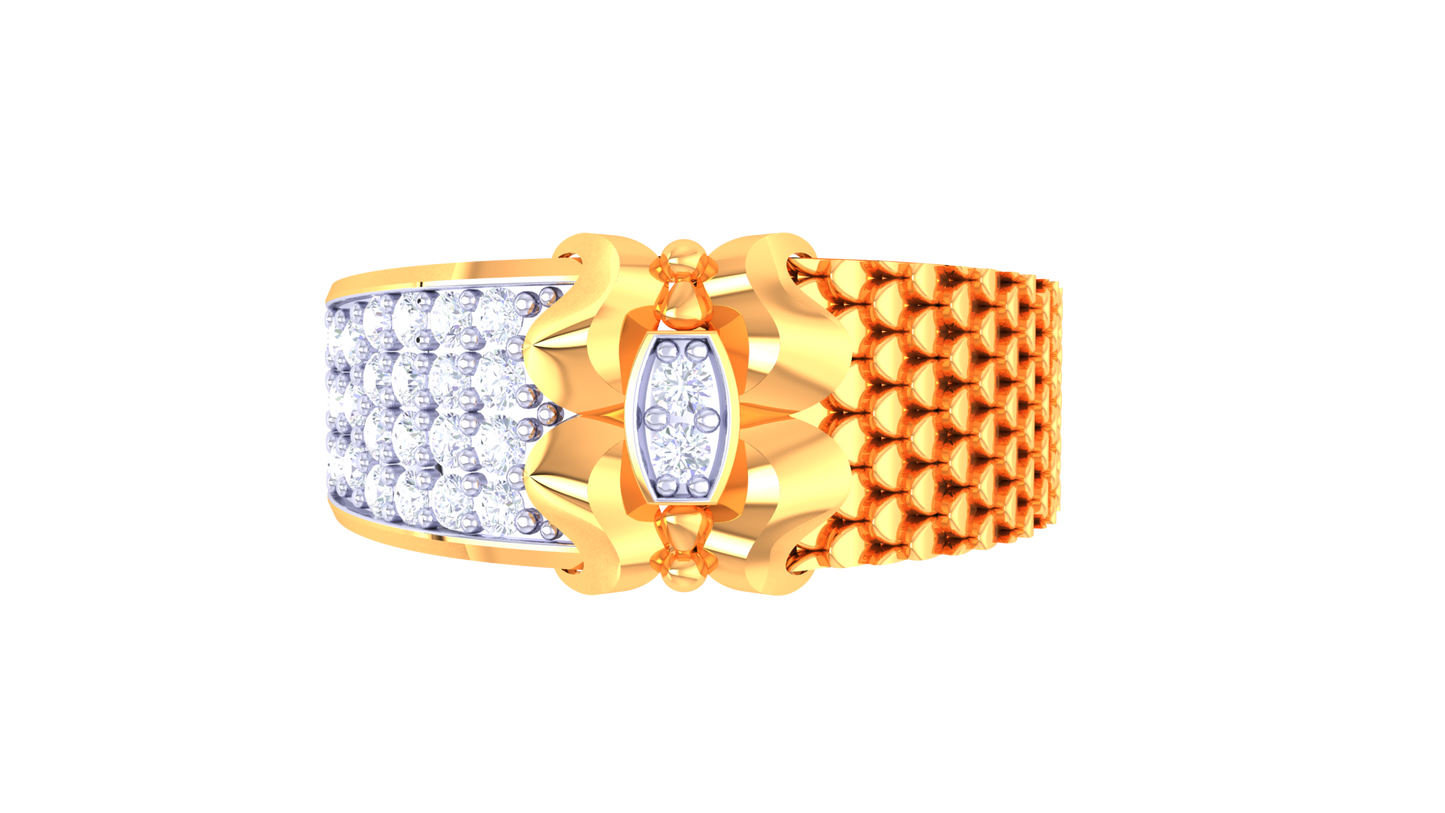 Iconique Honeycomb Spark Band – 0.43 Ct Regal Pavé Diamond Gold Ring