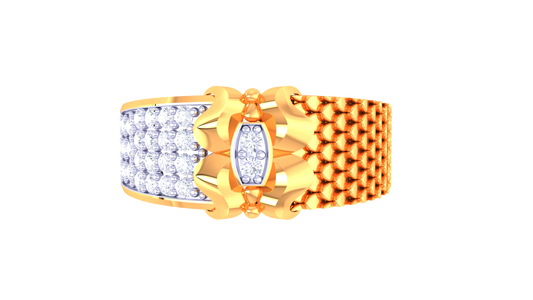 Iconique Honeycomb Spark Band – 0.43 Ct Regal Pavé Diamond Gold Ring
