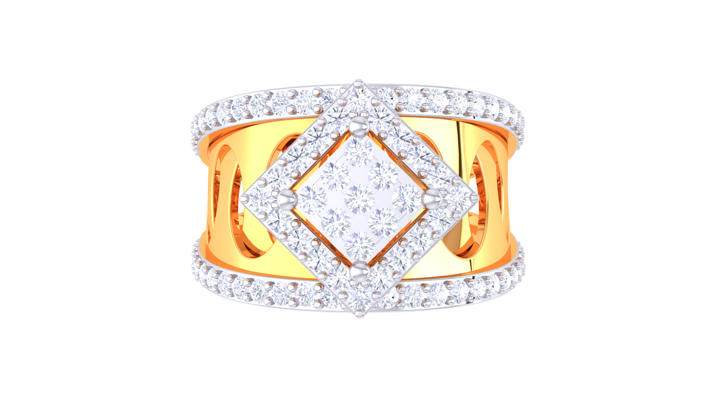 Éclat Carré Illustre – 0.64 Ct Princess Cut Diamond Gold Ring