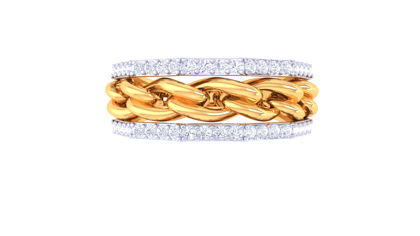 Artisan Tressé Élégance – 0.49 Ct Round Diamond Gold Ring