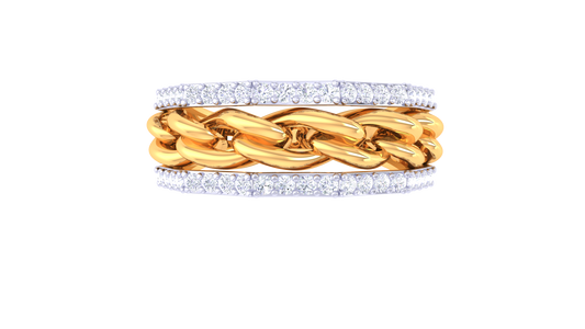 Artisan Tressé Élégance – 0.49 Ct Round Diamond Gold Ring