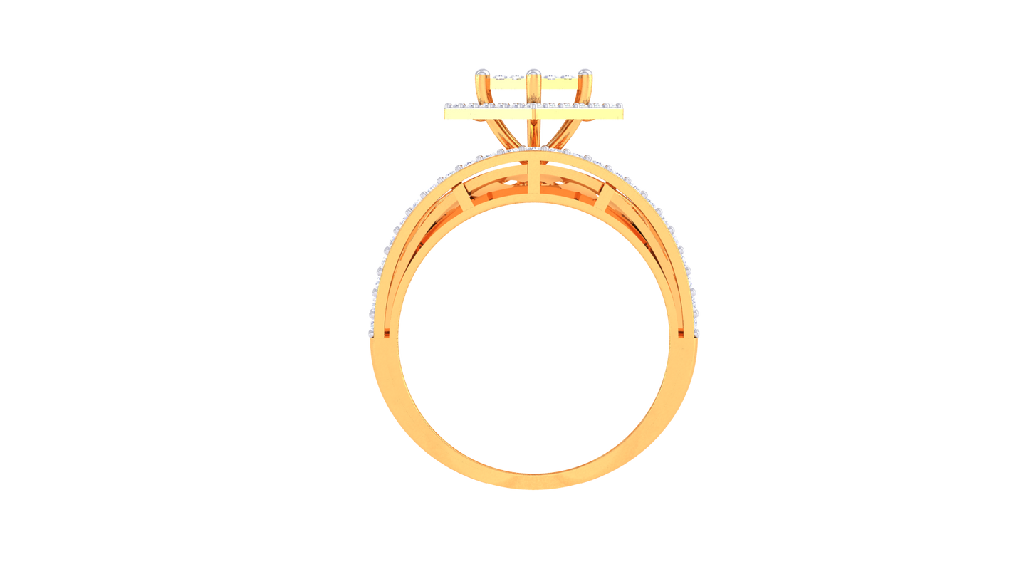 Éclat Carré Illustre – 0.64 Ct Princess Cut Diamond Gold Ring