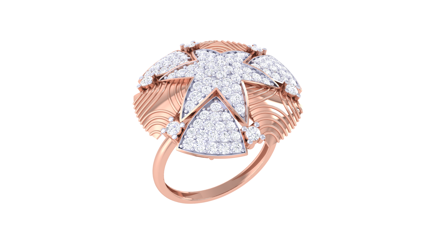 Eclat Celestia Radiant Rose Gold Ring – 0.78 Ct Hand Set Diamonds