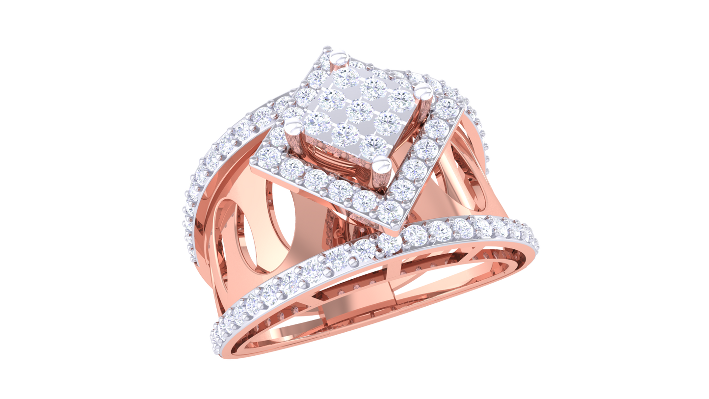 Éclat Carré Illustre – 0.64 Ct Princess Cut Diamond Gold Ring