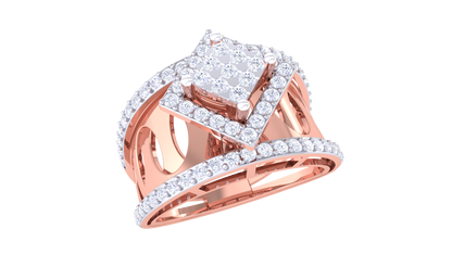 Éclat Carré Illustre – 0.64 Ct Princess Cut Diamond Gold Ring