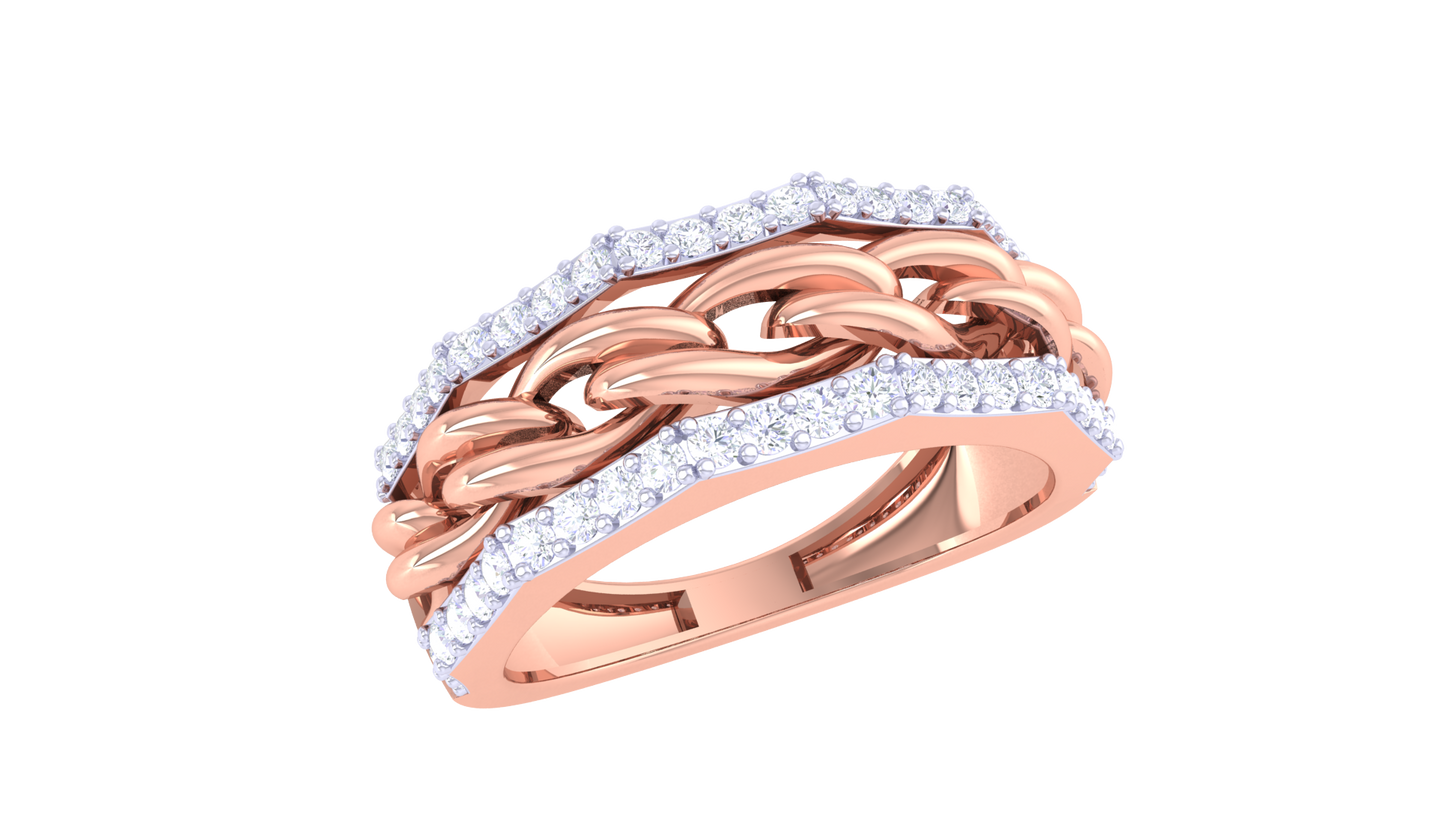 Artisan Tressé Élégance – 0.49 Ct Round Diamond Gold Ring