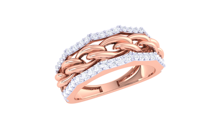 Artisan Tressé Élégance – 0.49 Ct Round Diamond Gold Ring