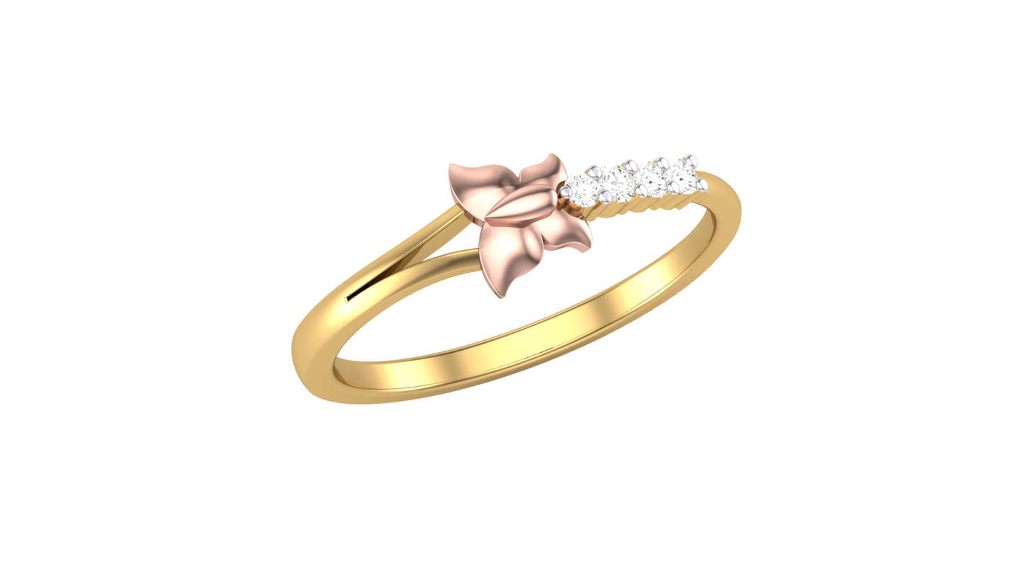 Lumiere Floral Harmony Ring - 0.06 Ct Round Cut Diamons In Gold