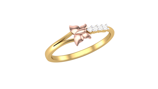Lumiere Floral Harmony Ring - 0.06 Ct Round Cut Diamons In Gold