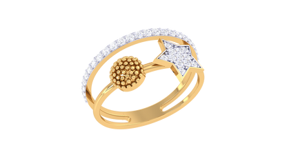 Eclat Stellar Duo Ring In Yellow  Gold – 0.27 Ct Brilliant Cut Diamonds
