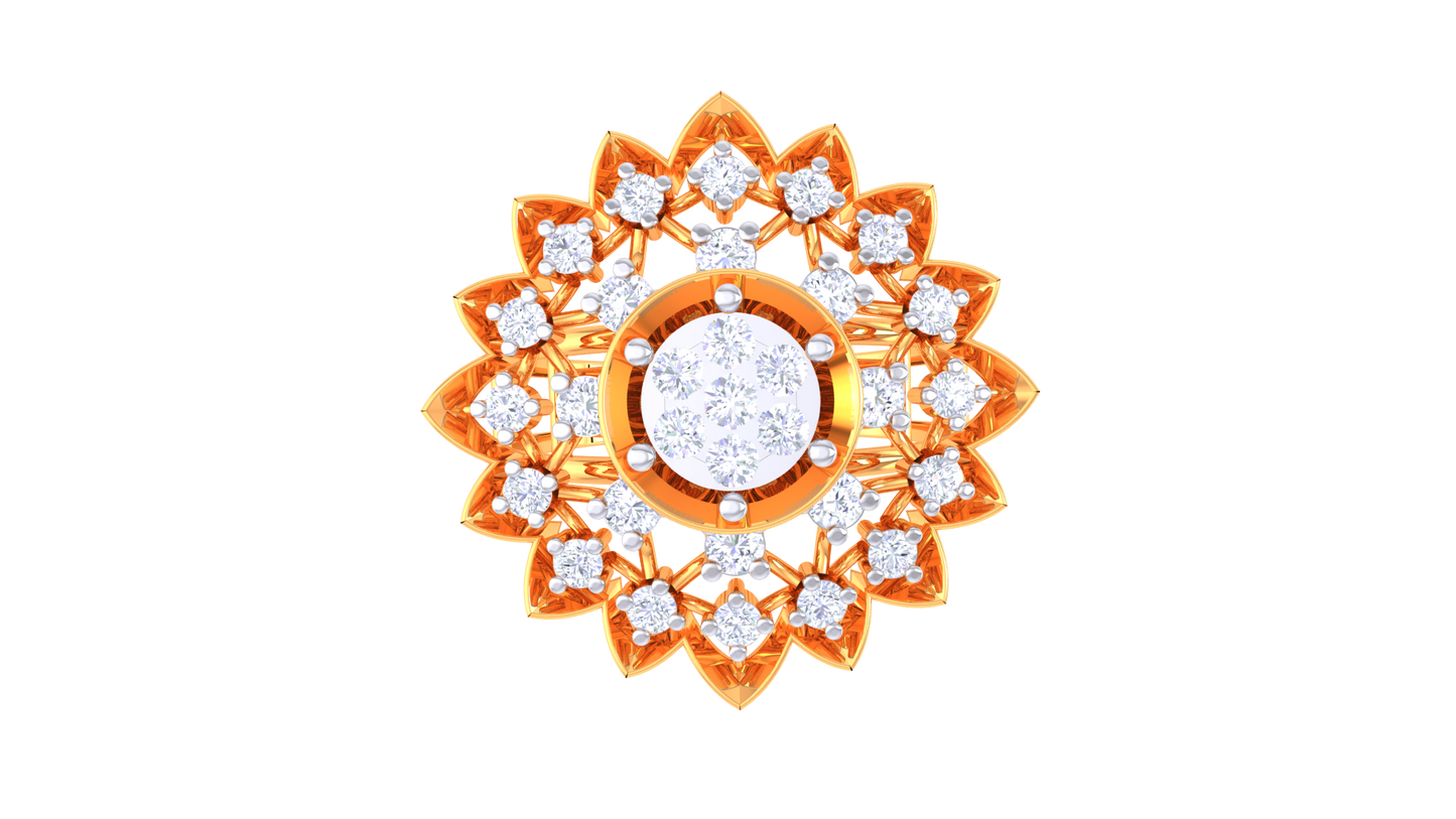 Éclat Couronne Florale Gold Ring – 0.44 Ct Round Diamonds