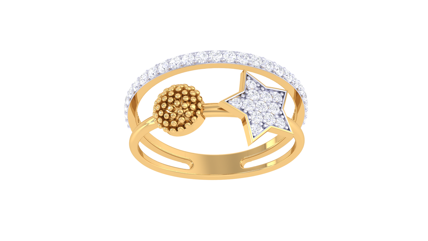 Eclat Stellar Duo Ring In Yellow  Gold – 0.27 Ct Brilliant Cut Diamonds
