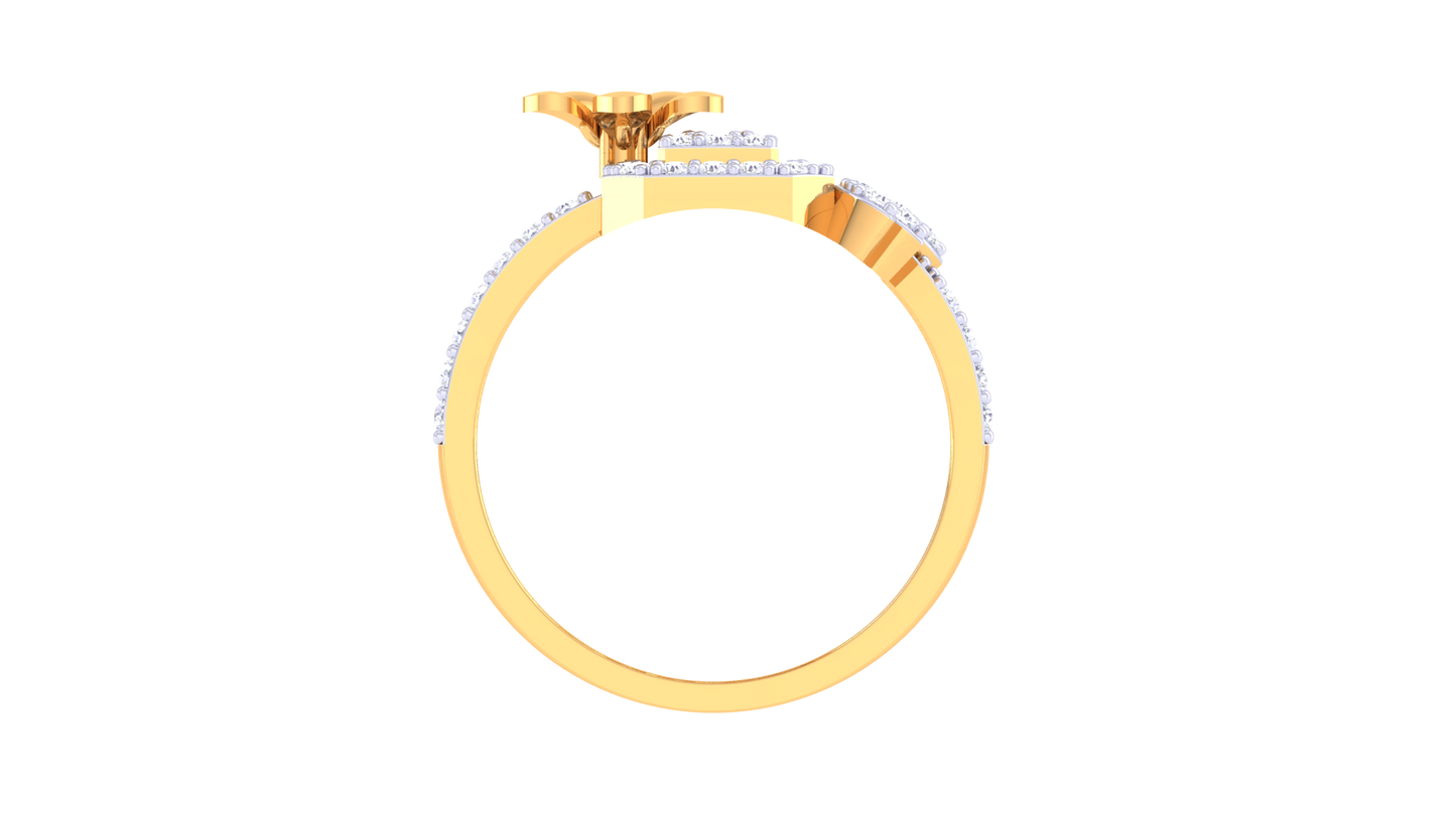 Eclat Ornate Bloom Gold Ring – 0.45 Ct Round Diamonds