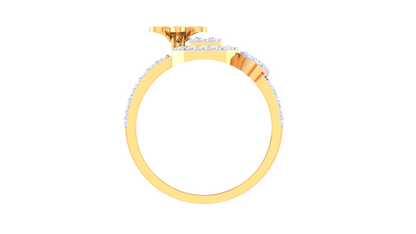 Eclat Ornate Bloom Gold Ring – 0.45 Ct Round Diamonds