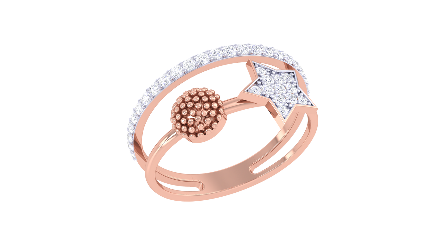 Eclat Stellar Duo Ring In Yellow  Gold – 0.27 Ct Brilliant Cut Diamonds