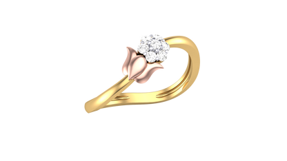 Eclat Fleuron Cluster Rose Gold Tulip Ring In Polished Gold - 0.09 Ct Round Cut Diamonds