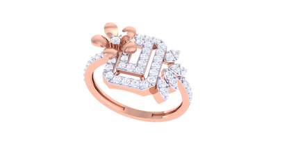 Eclat Ornate Bloom Gold Ring – 0.45 Ct Round Diamonds