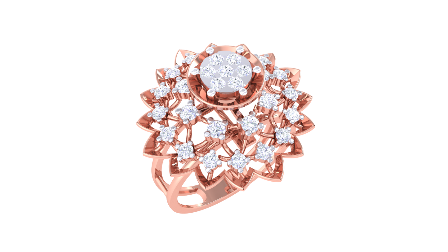 Éclat Couronne Florale Gold Ring – 0.44 Ct Round Diamonds