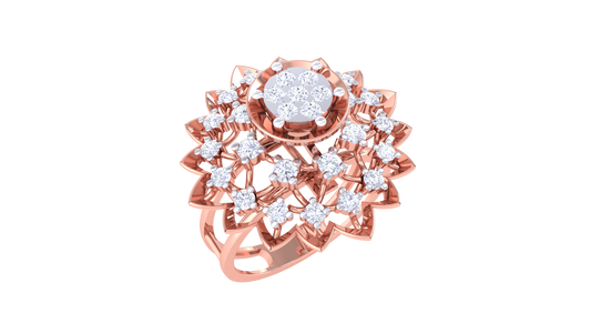 Éclat Couronne Florale Gold Ring – 0.44 Ct Round Diamonds
