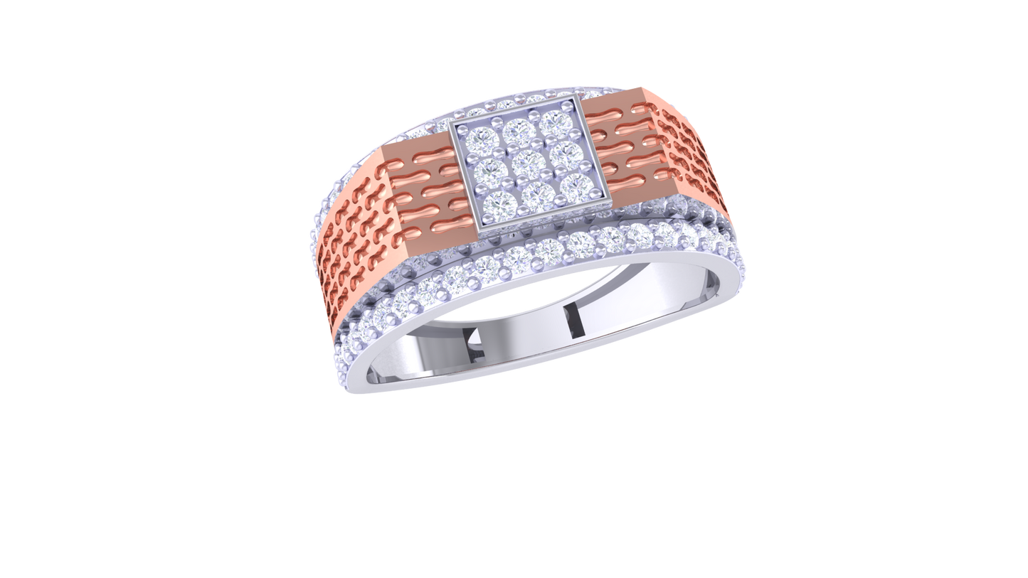 Iconique Classic Solitaire Band – 0.59ct Mosaic Accent Diamond Gold Ring