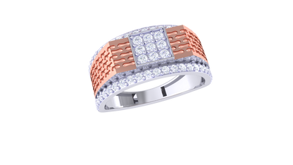 Iconique Classic Solitaire Band – 0.59ct Mosaic Accent Diamond Gold Ring