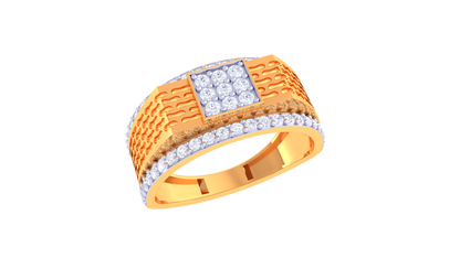 Iconique Classic Solitaire Band – 0.59ct Mosaic Accent Diamond Gold Ring