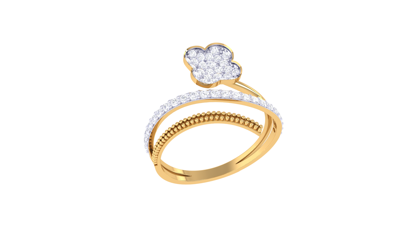 Eclat Floral Arc Ring In Rose Gold – 0.36 Ct Hand Set Diamonds